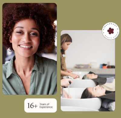 Happy client receiving beauty treatment